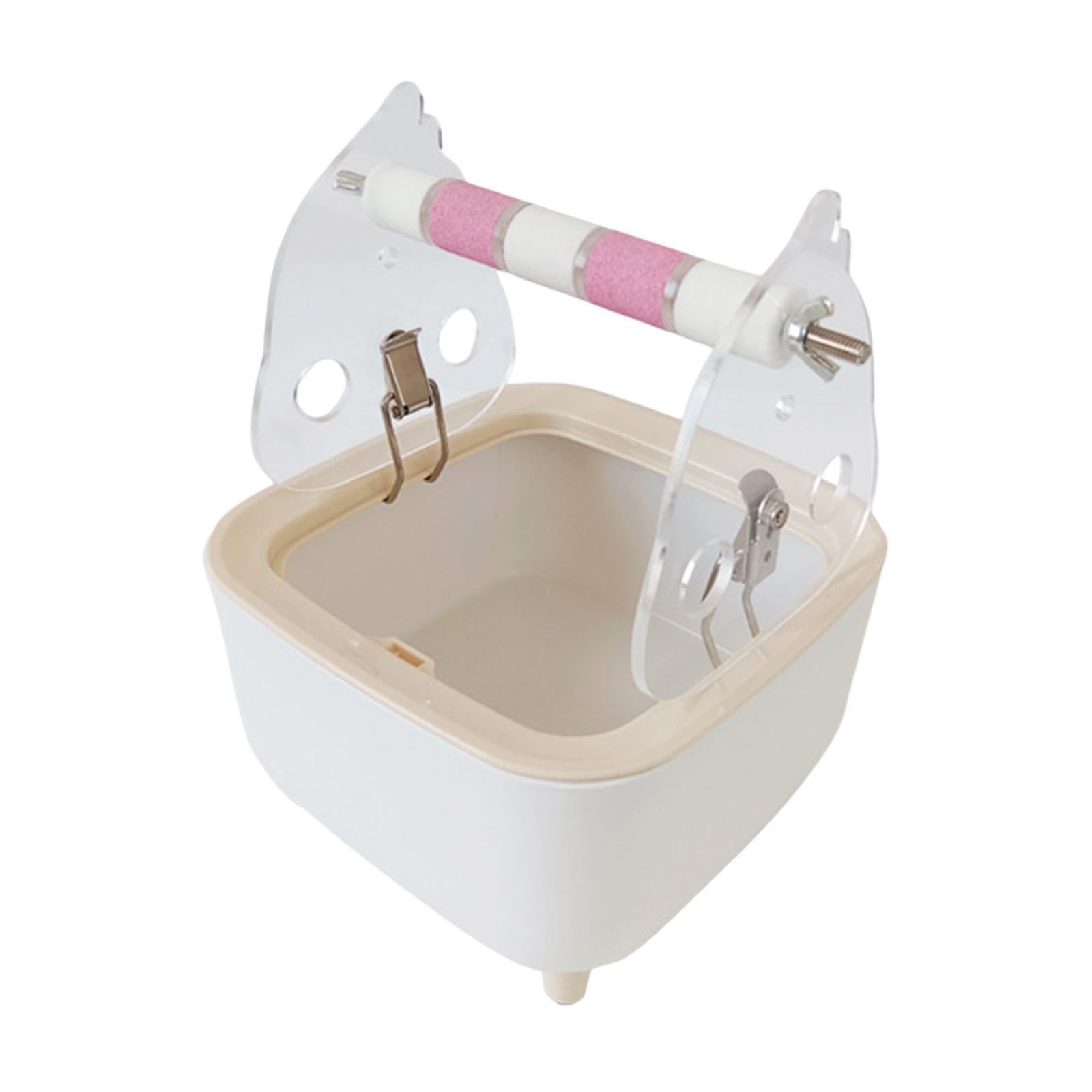 Support de Toilette pour Perroquet, Perchoir, Station de Nettoyage des Déjections, Poubelle en Acrylique, Station D'entraînement de Table avec MEU, Rose