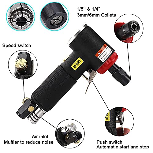 Si Fang 16Pcs Air Die Grinder Kit, Right Angle Die Grinder With 1/4" & 1/8" Collets And 10Pcs 2" Quick Change Roll Lock Sanding Discs Mix Set, 20,000Rpm Pneumatic Power Air Grinding Tool (Black) #TOP3