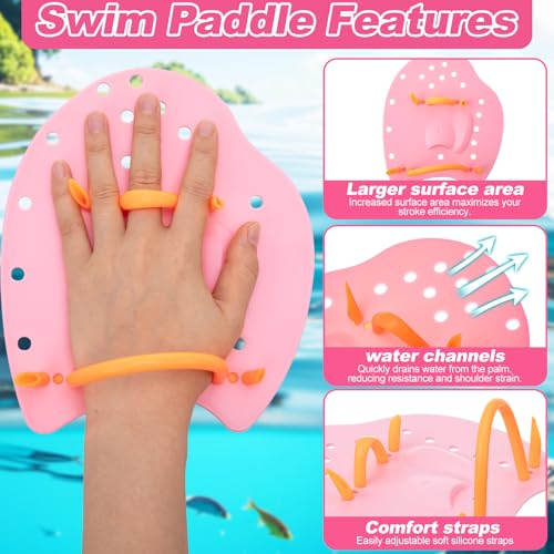 Set de 4 paletas de mano para natación con clip nasal y tapones miniatura 4