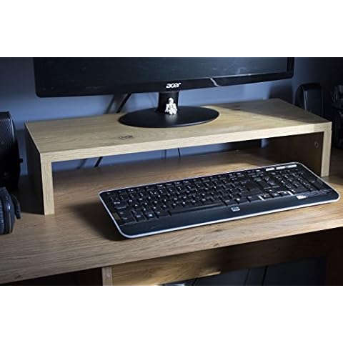 Oak Effect Monitor Stand Home Office Desk PC Computer LED TV Keyboard Riser NEW Cover
