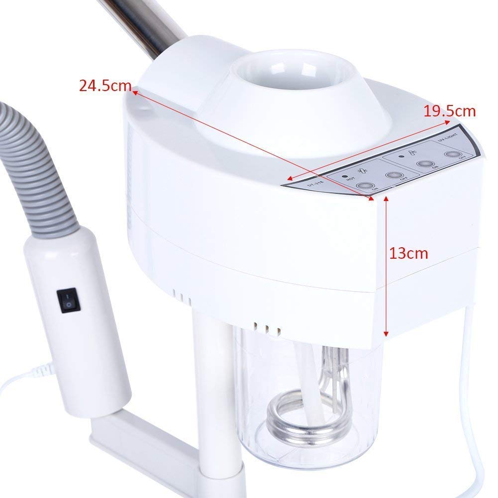 Sauna facciale 2 in 1, con lampada a LED da terra e lente di ingrandimento 5x, multifunzione, professionale, per spa, ideale per la cura della pelle del viso
