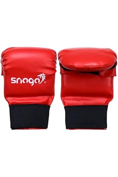 Snaga Karate Gloves/Boxing Training Gloves, Lightweight Padding, Elasticated Hook & Loop Strap Closure for Better Performance, Protection and Comfort (Red, M) (10-13 Years Old)