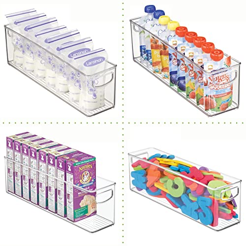 Mdesign Plastic Long Stackable Storage Organizer Container, Organization Bin W/Handles For Kitchen, Pantry, Fridge, Freezer, Cabinet, Perfect To Hold Breast Milk - Ligne Collection - 2 Pack, Clear #TOP6