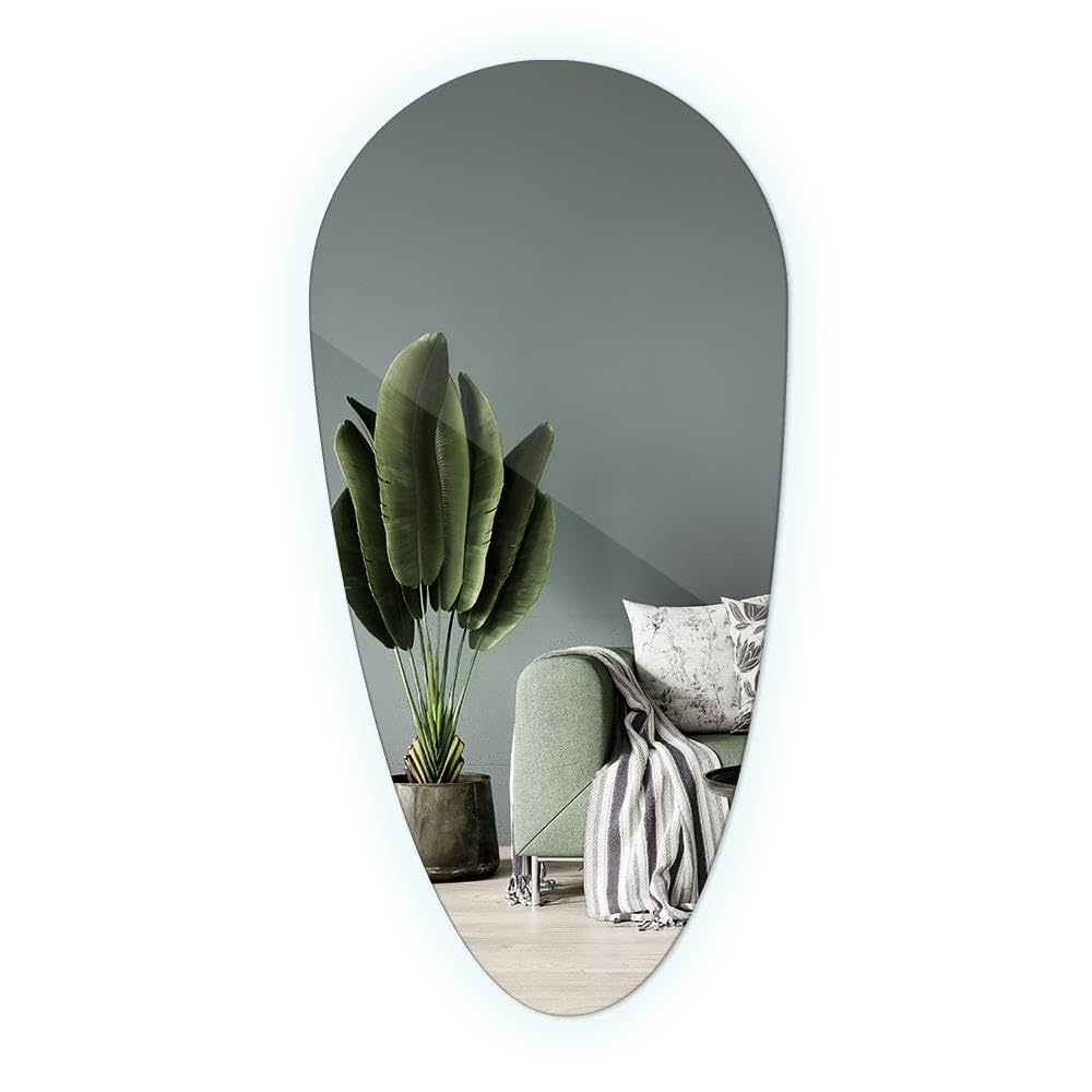 Miroir tache irrégulière asymétrique de 35x70 cm doté d'une suspension LED intégrée