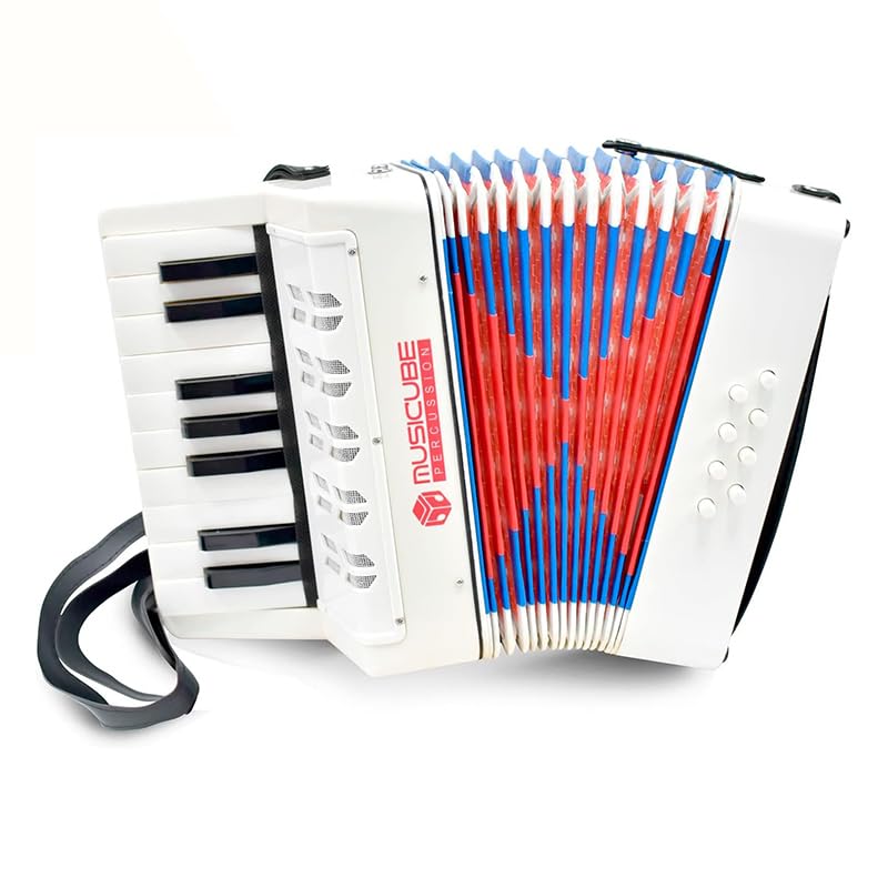MUSICUBE Accordion Instrument for Kids Professional 17 Keys 8 Bass Accordion with Straps for Beginner Student Educational Musical Instrument for Boys Girls Aged 3+ Gift Choice