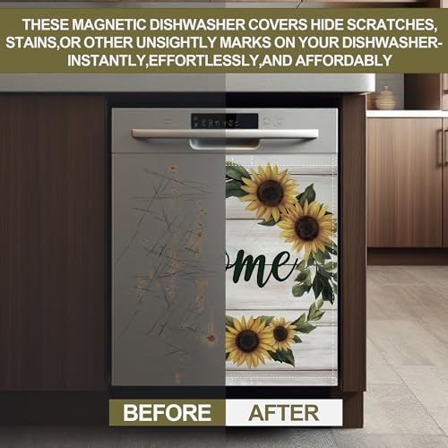 Image of Beautiful Country Home Sign Dishwasher Magnet Cover,Kitchen Decor Waterproof Refrigerator Magnet Appliance Cover Protector,23Wx26H Inches