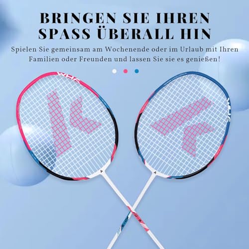 Foto von Kawasaki Graphit Badminton Set Profi Graphit Badminton schläger Leichtgewicht & Hochleistung für Sport, Training und Unterhaltung inklusive 3 Federbällen & Tragetasche & 2 Overgrip,