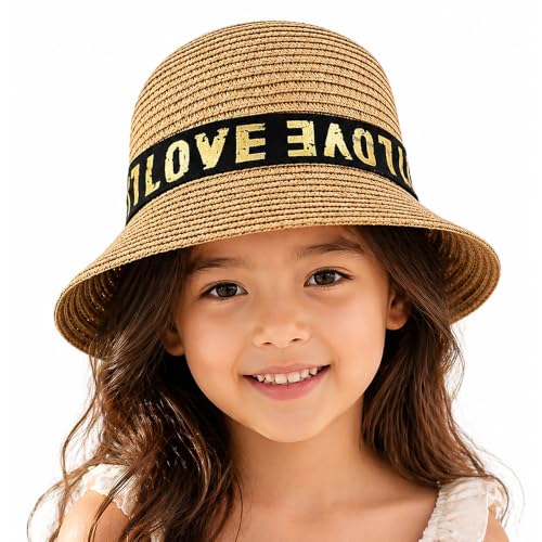 Image of VRITRAZ Kids Straw Hat for Baby Boys & Girls | Printed Summer Sun Hat, Woven Wide Brim Beach Cap, Lightweight Breathable Holiday Travel Picnic Outdoor Fancy Dress Fashion Hat for Children & Toddler