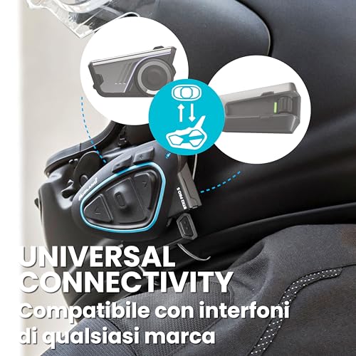 Midland - Interfono Moto Bluetooth BTX2 Pro S Singolo, Auricolari Casco Impermeabili IPX6, Doppio Processore Bt, 800 M, 4 Coppie, Batteria 23H, Cancellazione Rumore, Audio Hi-Fi, Universal Intercom - 8