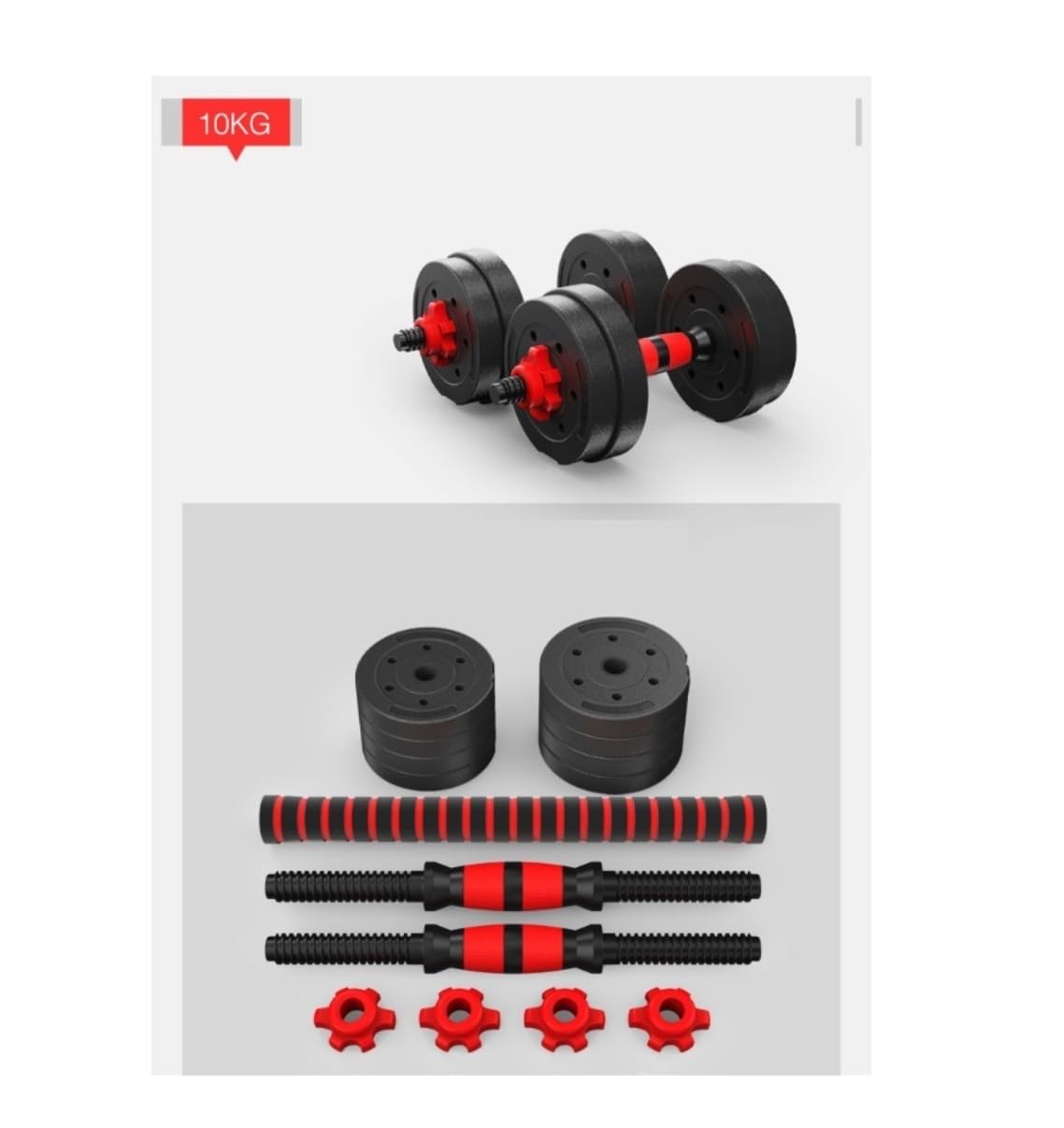 zestaw hantli, Zestaw hantli ciężarków Para 2 w 1 Hantle do podnoszenia Regulowany gryf Domowy Wielofunkcyjny trening na siłowni(10kg(5kg*2))