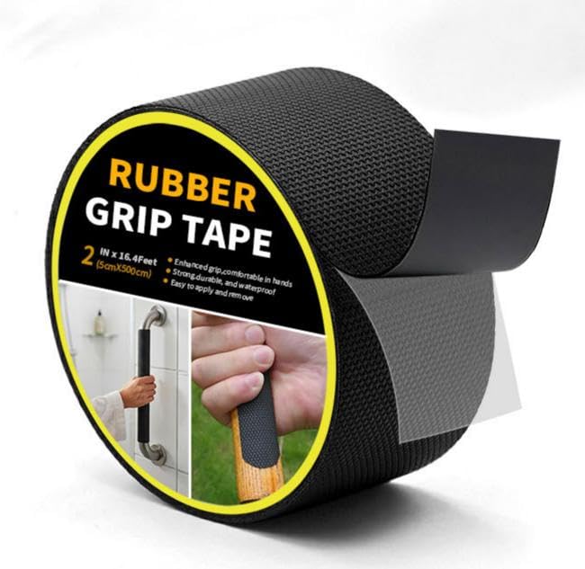 SANTUO 2.5cm x 5m Textured Rubber Grip Tape, Waterproof Strong Adhesive Anti Slip Tape Enhance Friction, Comfort and Safety for Handles, Contact Surfaces, DIY Tools, Gadgets, Home Use