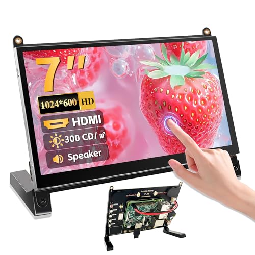 Image of 7 Inch Touchscreen Monitor Compatible with Raspberry Pi, 1024x600 IPS Portable HDMI Touch Screen Display Compatible with Raspberry Pi 5 /4B /3B+ /3B /B+ Jetson Nano Win11 /10 /8 /7