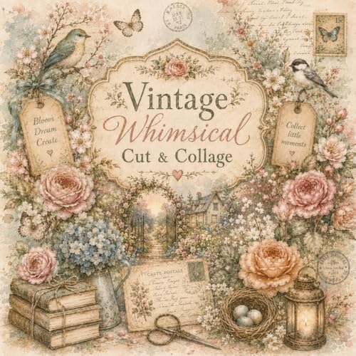 Vintage Whimsical Cut & Collage: 60 Watercolor Pages of Birds, Botanicals, Ephemera & Cottagecore Paper Art for Junk Journals, Scrapbooks & Crafts