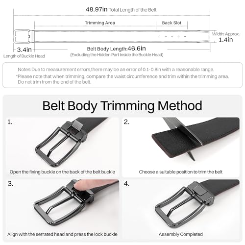 Men Belt 1Pack-Leather Belt for Men-Dress Casual Golf Jeans-Adjustable-Fits 39–41" Waist-Fit for Business-Casual-Men's Gifts4