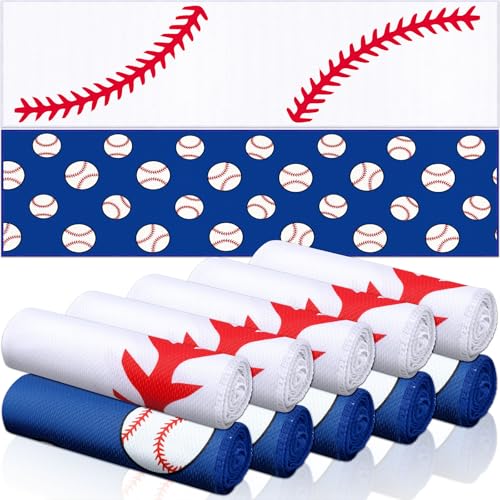 12 Pcs Sports Cooling Towels Baseball Basketball Softball 40 x 12 Inch Breathable Soccer Football Volleyball Microfiber Ice Towel Fast Drying for Sport Party Favors Team Gift(Blue,Baseball)