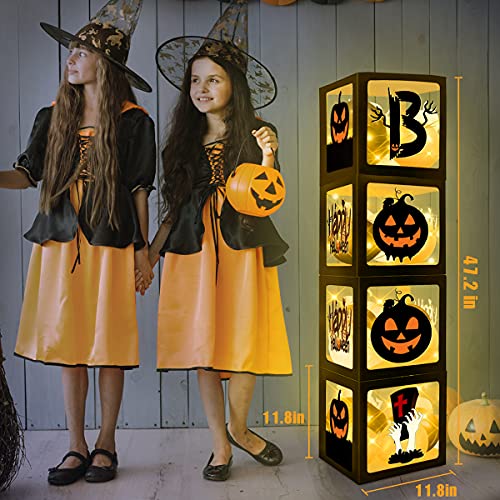 Mczan EXTENUATING THREADS Halloween Decorations Balloons Boxes, 4 Pcs Boo Outdoor Indoor Transparent Box With 4 Led Light Strings Party Supplies Favors thumb #3