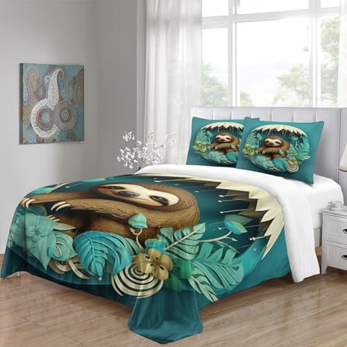 Imprimé 3D sloth parure de lit microfibre super douce ensembles de couettes - 5