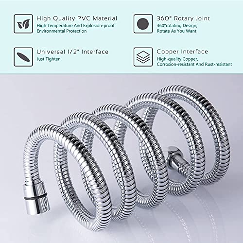Manguera de ducha de mano flexible larga de acero inoxidable y soporte de pared regulable 4