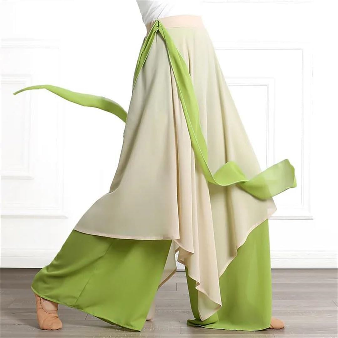 Hgvcfcv Women's Chiffon Wide Leg Palazzo Pants Folk Dance Classical Dancing Pants Women Loose Wide Leg Trouser