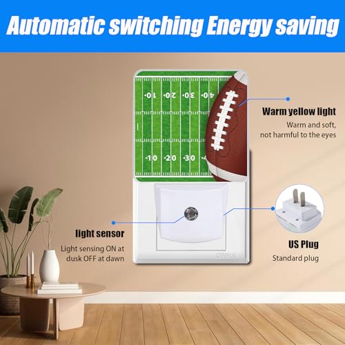Image of American Football Night Light,Ball Nightlight Plug into Wall,LED Lamp，Suitable for Bedrooms,Kitchens,Toilets,Etc.Auto Sensor Dusk to Dawn,Energy-Saving