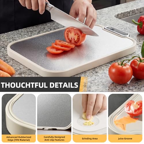 Tabla de Cortar de Titanio para Cocina, Tabla de Corte No Tóxica 2 en 1 con Dos Caras, Grado Alimentario 100 % Titanio Puro y Polipropileno, Ideal para Carnes, Verduras y Cocina Familiar miniatura 5