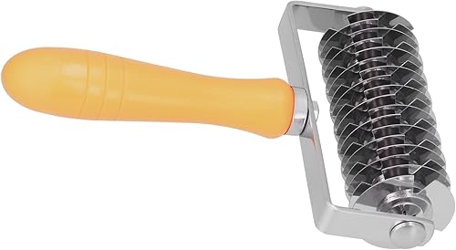 Miniatura 6 de Rodillo de celosía de acero inoxidable para hornear, galletas, tartas, pizza, con mango de plástico (cuchillo de malla con mango de plástico)