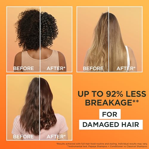 Garnier Hair Food 3-in-1 Hair Treatment Mask, Intensely Nourishes and Repairs Hair, For Damaged Hair, No Silicones, Vegan Formula, Papaya, Ultimate Blends, 400ml