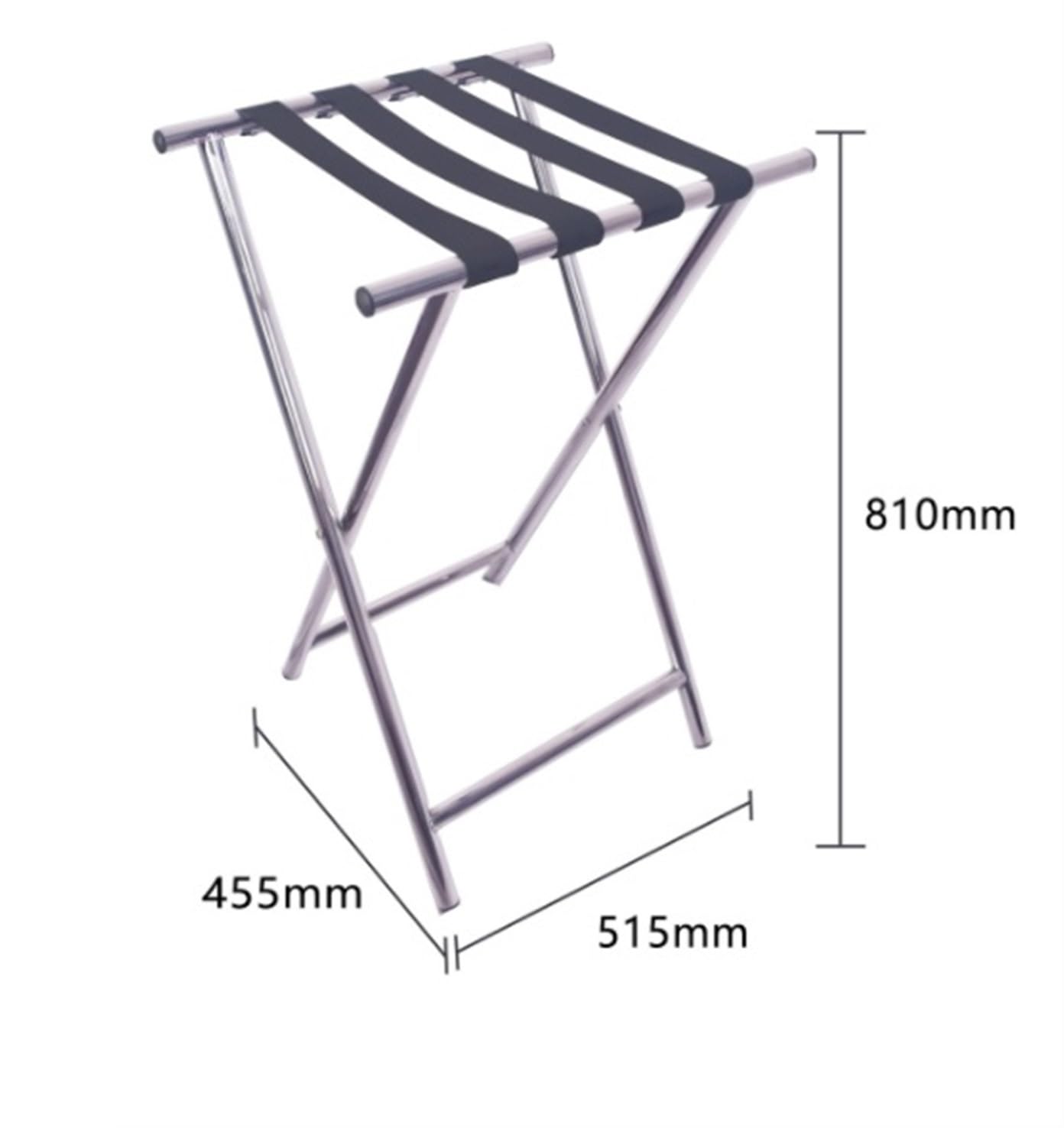 Porta Maletas Hogar Soporte Plegable De La Maleta del Portaequipajes Acero Inoxidable con Correa Nylon Las Correas para Habitación Hotel Portaequipajes Invitados(Black)