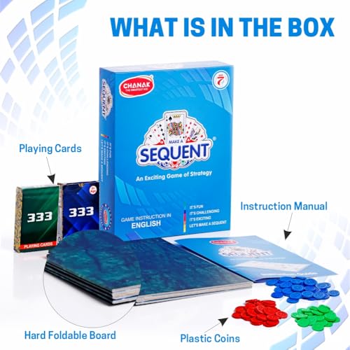 Image of Aditi Toys Make A Sequent Board Game for Adults & Family, Fun Card Strategy & Logic Challenging Foldable Board Game for Kids 7+, Educational, Party & Activity Toy Gift for Indoor Outdoor, BIS Approved