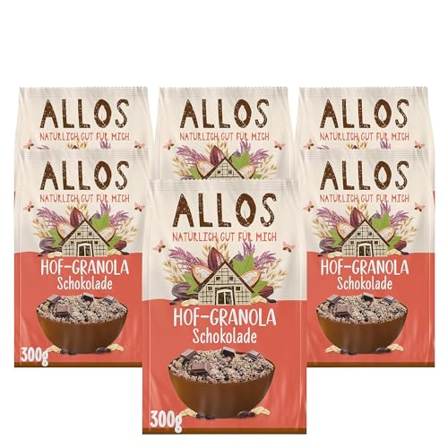 Allos Hof Granola Schokolade | Bio Müsli | Schoko Müsli | Knuspermüsli | Frühstückscerealien | 300g, 1 Stück (6er Pack)