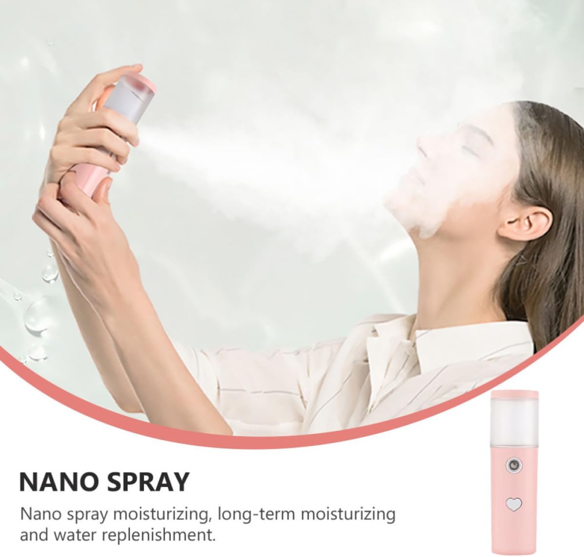 Hemobllo USB Facial Steamer 450mah Portable Mist Sprayer Powerful Water Replenishment Skin Moistener Abs Material Pink Color for Home and Travel Use