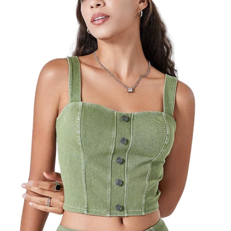 Women’s Denim-Style Yoga Sports Top | High Elasticity Tight Fit | Chest Pad Quick-Dry Fitness Vest-image-29