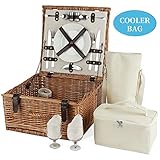 【Stilvoll und robust】Offenes Deckeldesign mit Fächern für unterschiedliche Inhalte. Das Lederschnallendesign schützt alle Ihre Picknick-Leckereien.
