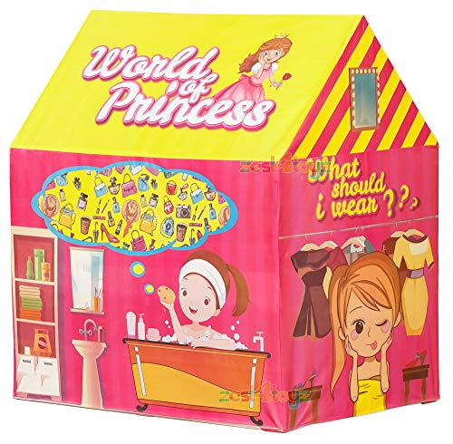 Zest 4 Toyz Hut Type Kids Toys Jumbo Size theme play theme tent house for kids Girls (World of Princess) Yellow, pink color