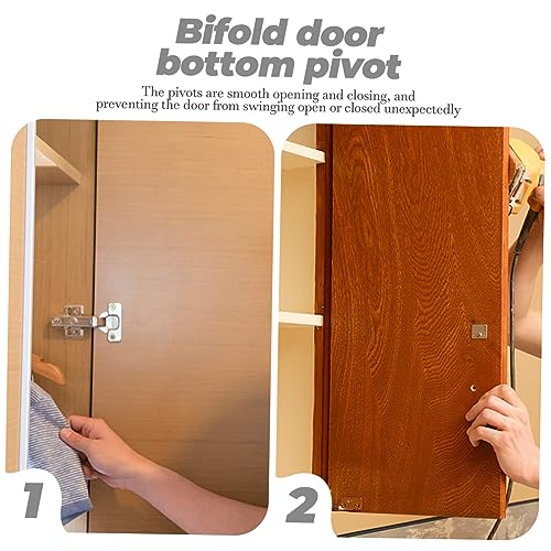 POPETPOP Kit de 4 bisagras plegables para puerta doble con pivote, bisagras de acero inoxidable para puertas residenciales y comerciales miniatura 3
