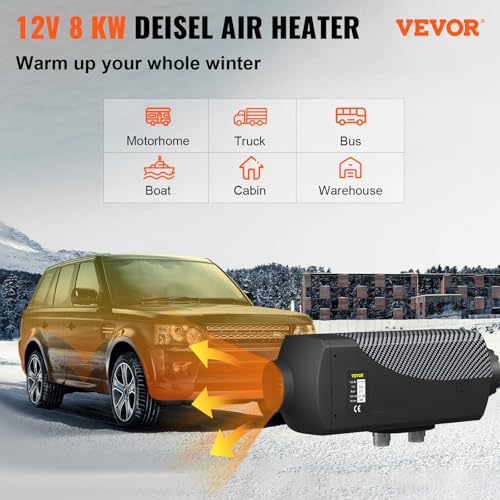 VEVOR 8KW Diesel Air Heater with Muffler, 12V with Remote Control and LCD Switch for Vehicles, Trucks, Motorhomes, Boats, and Buses