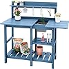 Serwall potting table outdoor potting bench with sink hdpe potting benches for outside all weather use blue  urban country home decor