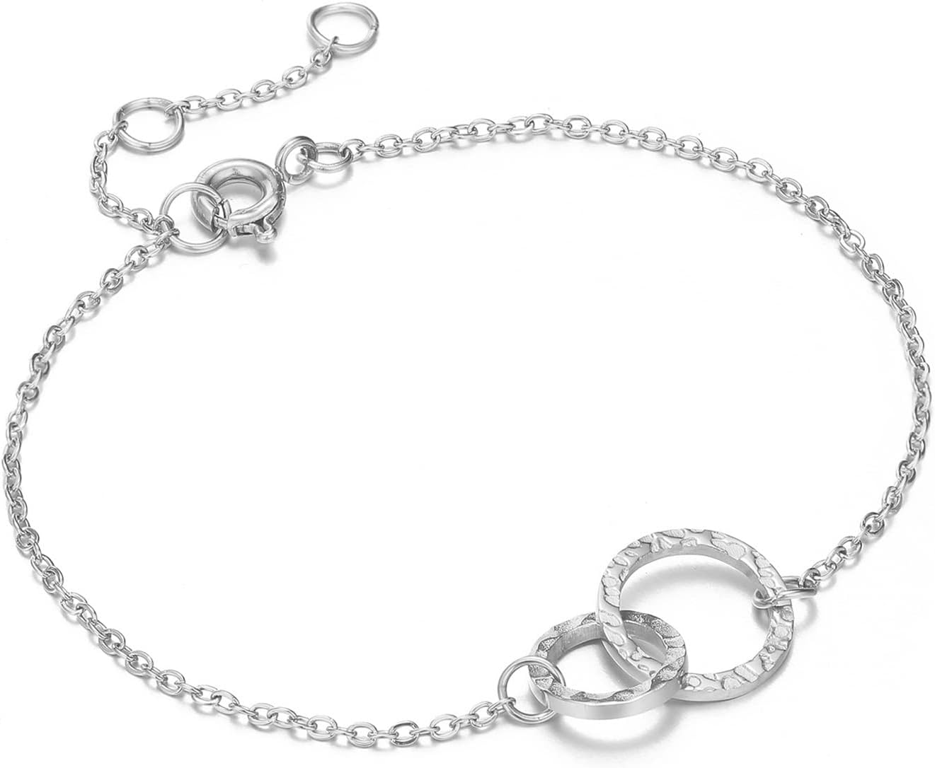 Bracelet Gold Color Stainless Steel Minimalist Link Chain Bracelets Double Circle Size Ring for Women Jewellery