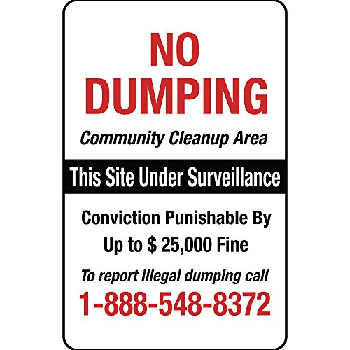 No Dumping Community Cleanup Area Label Vinyl Decal Sticker Kit OSHA Safety Label Compliance Signs 8"