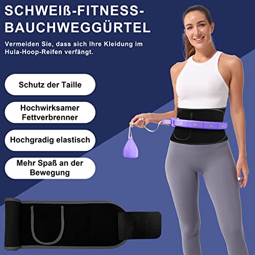 Foto von Smart Hula-Hoops Reifen Erwachsene & Anfänger,Hullahub Reifen zum Abnehmen, Smart Leise Fitness Hoop 112CM，Hoola Hoop mit Gewicht, Fit Hoop mit Bauchweggürtel - Schützt Haut. (Hellviolett)