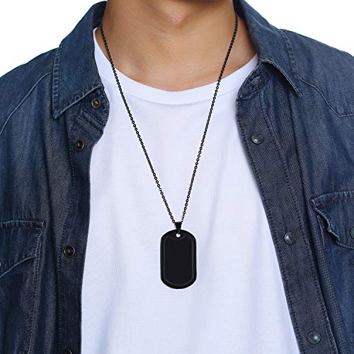 Vnox Personalized Customize Military Dog Tags Necklace Pendant Keychain With Black Silencer,Inspiration Gift (Black, Necklace-Vertical Engraved) #TOP4