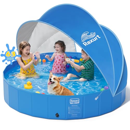 63in Kiddie Pool with Canopy - Large Foldable Toddler Pool