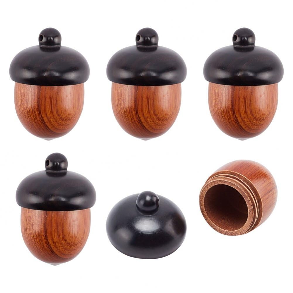 5pcs Natural Wood Acorn Pendant Removable Ebony Nut Charm Jewelry Making Necklace Keychain DIY Craft Decoration : Hobbies