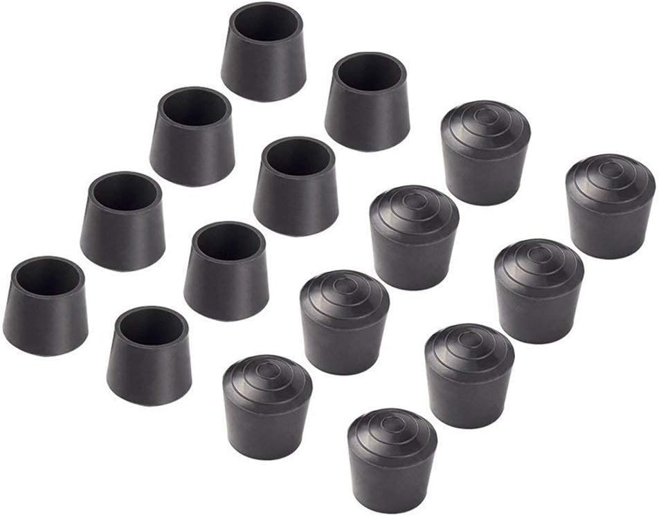 SF9001 Rubber Leg Tips Shelf End Cap Tips 5/8-inch Dia(16mm) 16PCS Black
