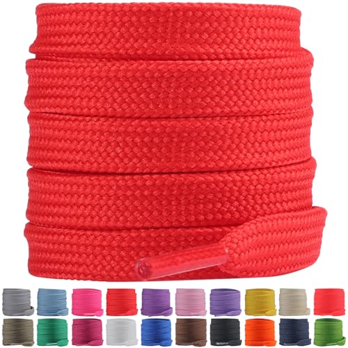 Auzeron Lacets Plats 10mm - Double Épaisseur en Polyester, 80-180cm - Lacets de Remplacement Durable pour Sport, Travail & Usage Quotidien