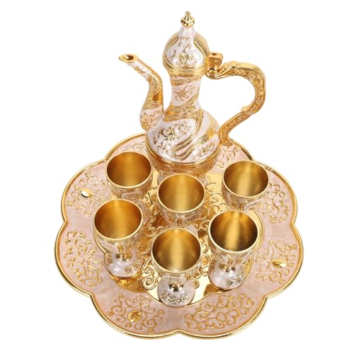 Conjunto de chá Turco, Conjunto de chá Vintage de Liga de Zinco Conjunto de café Turco Com Bandeja d