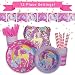 NEW Unicorn Birthday Party Supplies and Decorations -105 Piece Pack Girls Party Supply Set with Plates, Napkins, Cups, Cutlery and Decorations/Serves 12