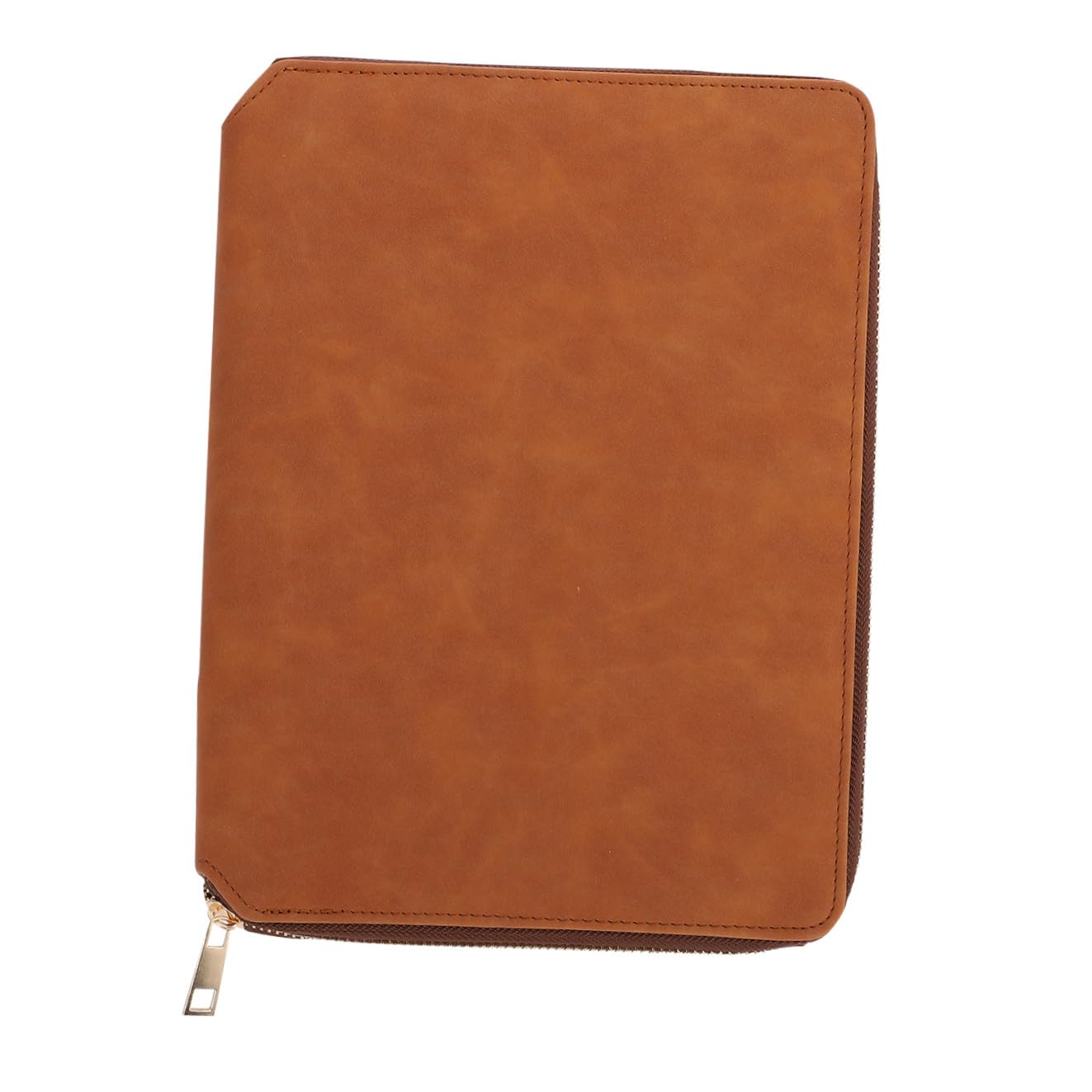 CALLARON Bloc-notes A5 Professionnel avec Fermeture Éclair, Carnet à Feuilles Détachables en Simili Cuir Marron, Cahier Organiseur pour Bureau et Usage Quotidien, Accessoire de Papeterie