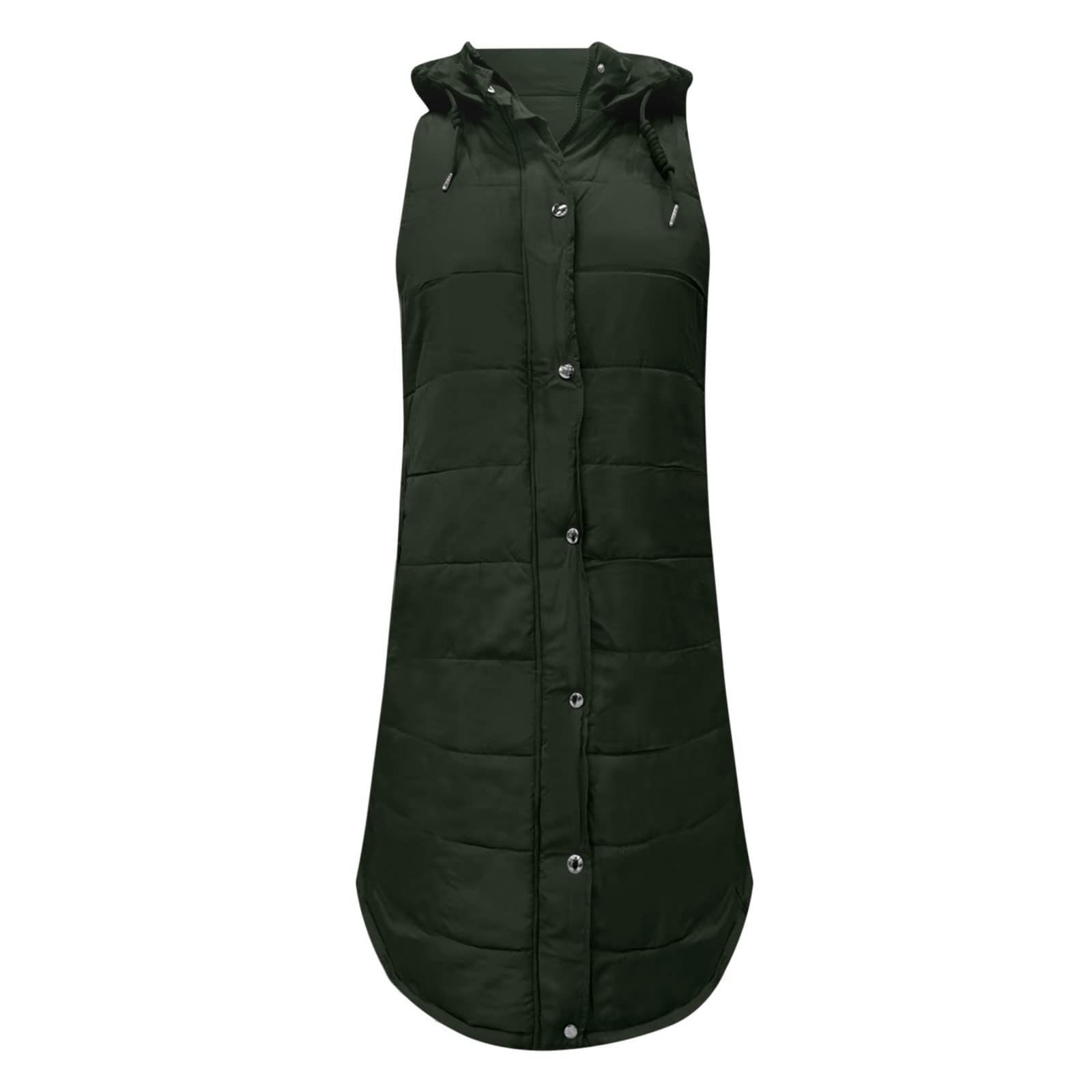 Gilet Matelassé Dames sans Manches Dames À Capuche Manteau d'hiver Gilet Épais Veste sans Manches Gilet Matelassé pour Dames Coupe-Vent Dessus Puffer Gilet (Color : Army Green, Size : 4XL)