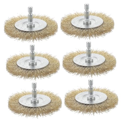 STOBAZA 6pcs Wire Brush Head for Drill and Grinder Coarse Wire Wheel for Cleaning Metal Brush for Removal Rust Tool